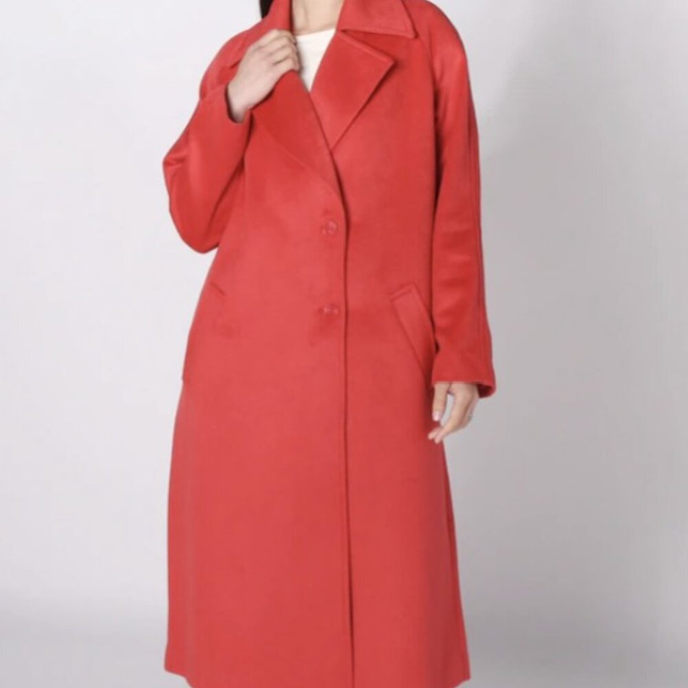 Red Isaac Mizrahi Wool Blend Long Coat